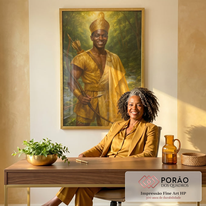 Quadro Decorativo Orixá Logunedé: Luz e Equilíbrio em escritorio moderno - quadros decorativos para sala