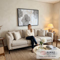 Quadro Decorativo Floral Preto e Dourado em sala de estar moderna - quadros decorativos para sala