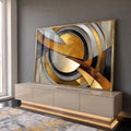 Quadro Decorativo Abstrato Luxuoso com Dourado e Preto em ambiente decorado - quadros decorativos para sala