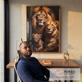 Quadro Decorativo Família de Leão com Filhote - Elegância e Sofisticação para sua Casa em escritorio moderno - quadros decorativos para sala
