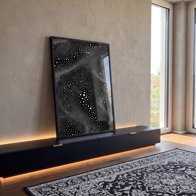 Quadro Decorativo Abstrato Estelar em ambiente decorado - quadros decorativos para sala