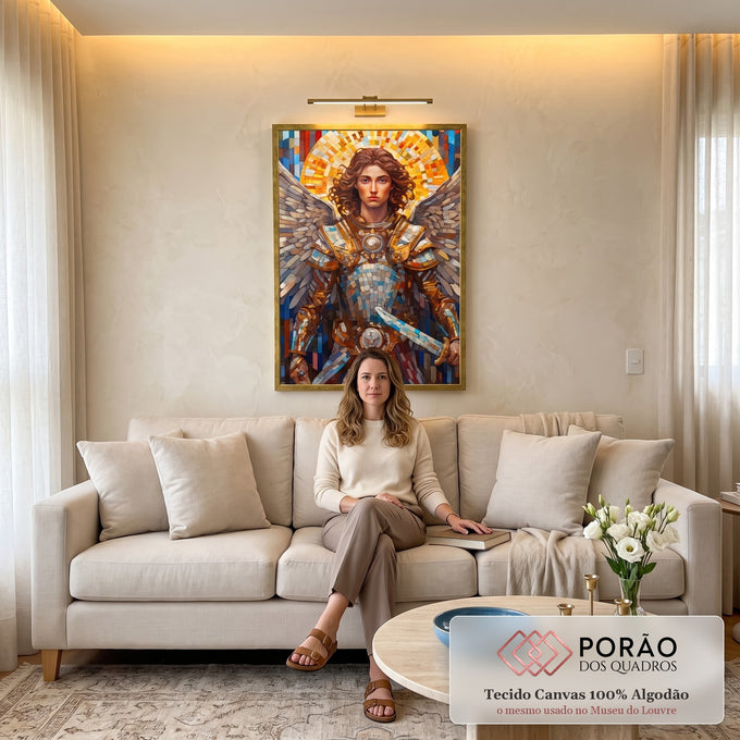 Quadro Decorativo Arcanjo Miguel - Elegância e Estilo para sua Decoração em sala de estar moderna - quadros decorativos para sala