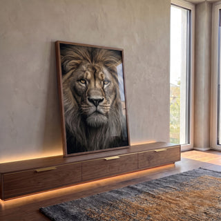 Quadro Decorativo Leão Majestoso em ambiente decorado - quadros decorativos para sala