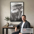 Quadro Decorativo Leão e Natureza em escritorio moderno - quadros decorativos para sala