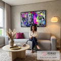 Quadro Decorativo: Benjamin Franklin Modernizado e Colorido em sala de estar moderna - quadros decorativos para sala