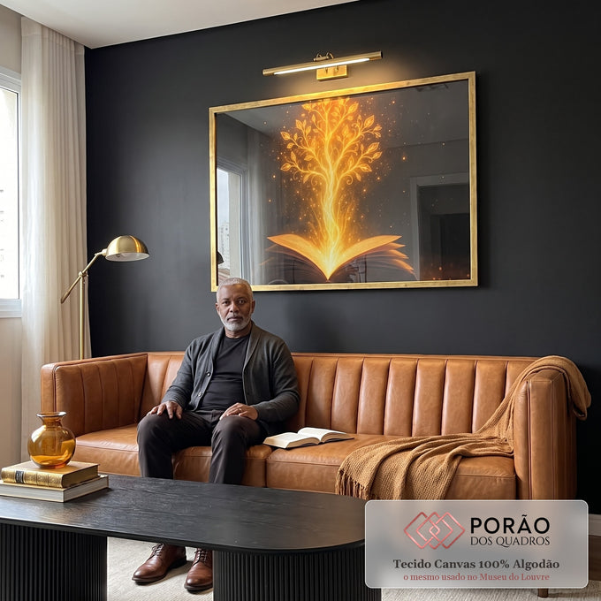 Quadro Decorativo da Luz do Conhecimento em sala de estar moderna - quadros decorativos para sala