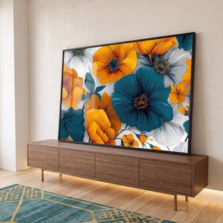 Quadro Decorativo Floral Vibrante para Casa em ambiente decorado - quadros decorativos para sala