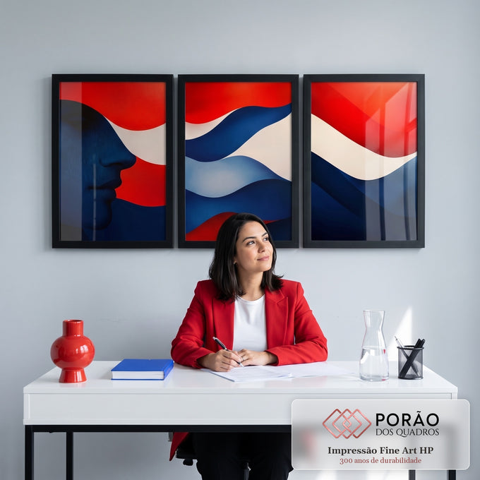 Quadro Decorativo: Abstração Fluída - Cores e Linhas Elegantes em escritorio moderno - quadros decorativos para sala