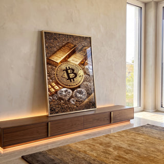 Quadro Decorativo Riqueza Dourada em ambiente decorado - quadros decorativos para sala