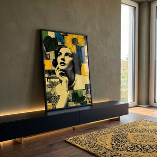 Quadro Decorativo Feminino Reflexivo e Moderno em ambiente decorado - quadros decorativos para sala