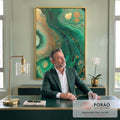 Quadro Decorativo Fluidez Verde Luxo em escritorio moderno - quadros decorativos para sala