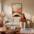 Quadro Decorativo Minimalista e Contemplativo - Serenidade nas Montanhas em sala de estar moderna - quadros decorativos para sala