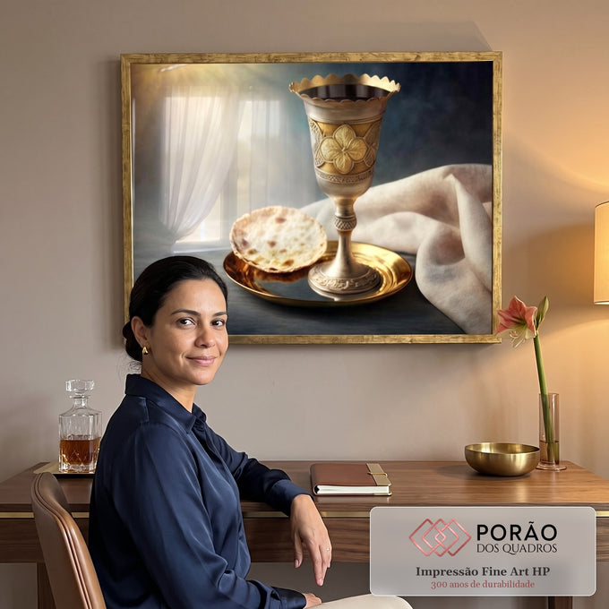 Quadro Decorativo Cena de Comunhão Sagrada: Reflexão e Fé em escritorio moderno - quadros decorativos para sala