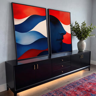 Quadro Decorativo Abstração Fluída - Cores e Formas Contemporâneas em ambiente decorado - quadros decorativos para sala