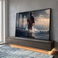 Quadro Decorativo Reflexão Divina: Toque de Fé e Cor em ambiente decorado - quadros decorativos para sala