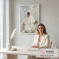 Quadro Decorativo Orixá Oxalá: Serenidade Divina em escritorio moderno - quadros decorativos para sala