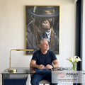 Quadro Decorativo Macaco Gangster - Arte Exclusiva para Transformar sua Decoração em escritorio moderno - quadros decorativos para sala