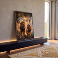 Quadro Decorativo Família Leão e Filhotes - Amor e Conexão em Cada Traço em ambiente decorado - quadros decorativos para sala