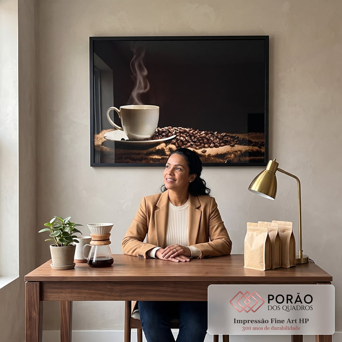 Quadro Decorativo Essência de Café: Desperte Seus Sentidos em escritorio moderno - quadros decorativos para sala