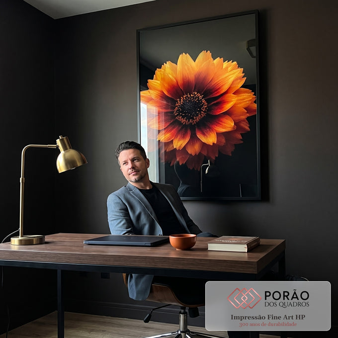 Quadro Decorativo Flor Exuberante em escritorio moderno - quadros decorativos para sala
