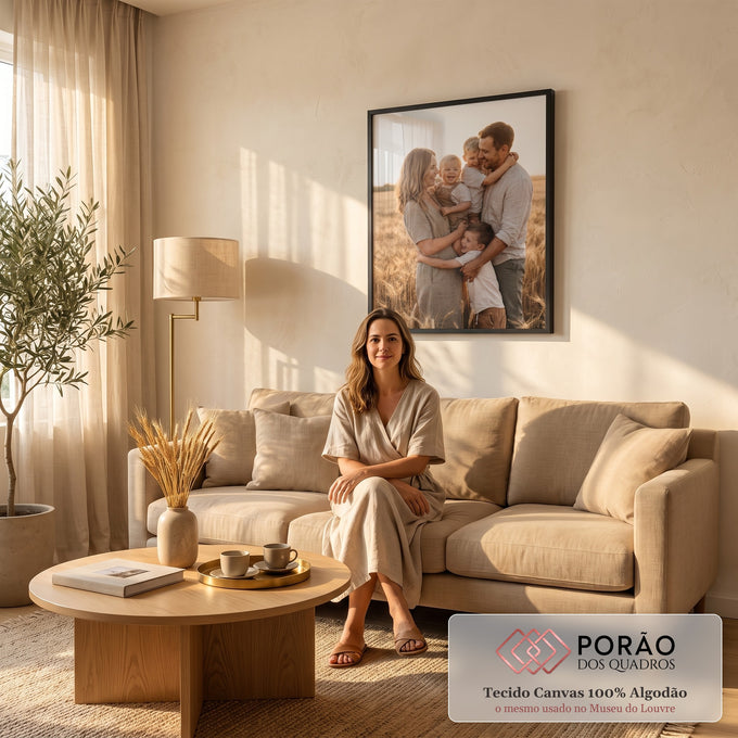 Foto Personalizada Tela Vertical em sala de estar moderna - quadros decorativos para sala
