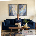 Quadro Decorativo Essencial: Mosaico em Azul e Ouro em sala de estar moderna - quadros decorativos para sala