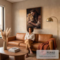Quadro Decorativo Jesus Abraçando o Leão - Toque Divino em sala de estar moderna - quadros decorativos para sala