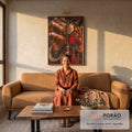 Quadro Decorativo Mãos e Contas Com Arte em sala de estar moderna - quadros decorativos para sala