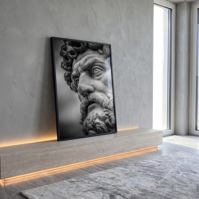 Quadro Decorativo Busto Clássico Preto e Branco em ambiente decorado - quadros decorativos para sala