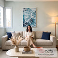 Quadro Decorativo Espuma do Mar: Ondas Vibrantes em sala de estar moderna - quadros decorativos para sala
