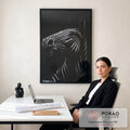 Quadro Decorativo Cavalo Moderno em Preto e Branco em escritorio moderno - quadros decorativos para sala