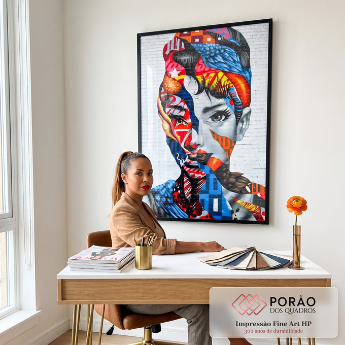 Quadro Decorativo: Mural Urbano Inspirador e Vibrante em escritorio moderno - quadros decorativos para sala
