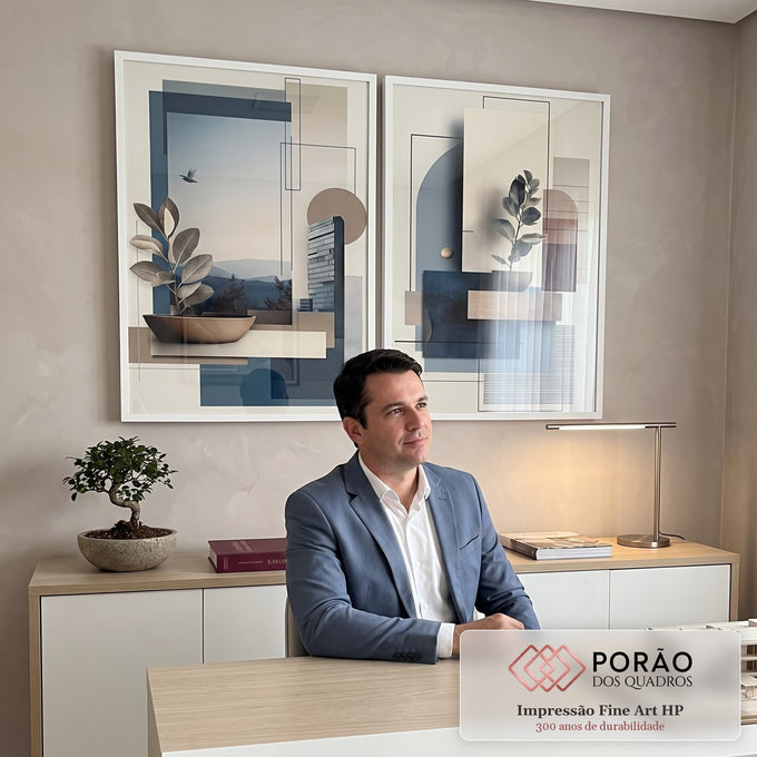Quadro Decorativo Moderno Geometria Serene em escritorio moderno - quadros decorativos para sala