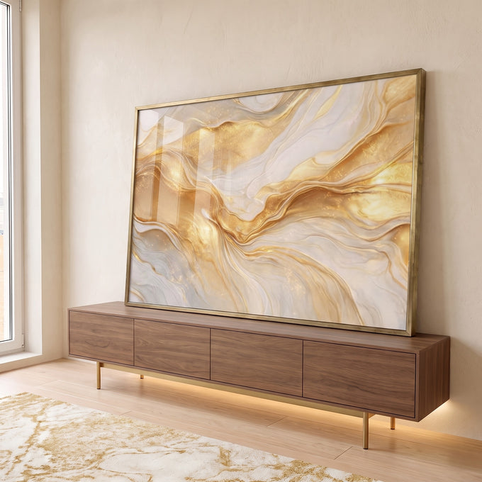 Quadro Decorativo Elegância Serene em ambiente decorado - quadros decorativos para sala