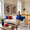 Quadro Decorativo Abstrato Irregular Arte que Inspira em sala de estar moderna - quadros decorativos para sala