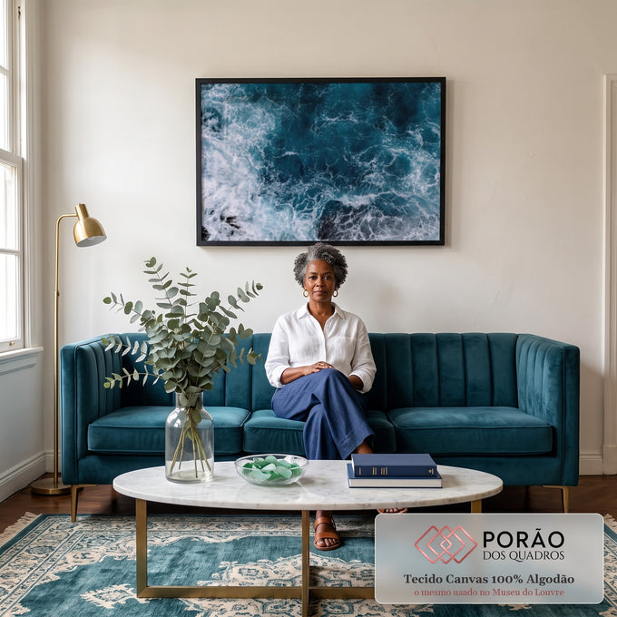 Quadro Decorativo Oceano Poderoso: Harmonia do Mar em sala de estar moderna - quadros decorativos para sala
