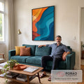 Quadro Decorativo Fluid Art Vibrante em sala de estar moderna - quadros decorativos para sala