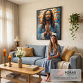 Quadro Decorativo Benção De Jesus Inspiração e Paz em sala de estar moderna - quadros decorativos para sala