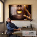 Quadro Decorativo Lábios Dourados em escritorio moderno - quadros decorativos para sala