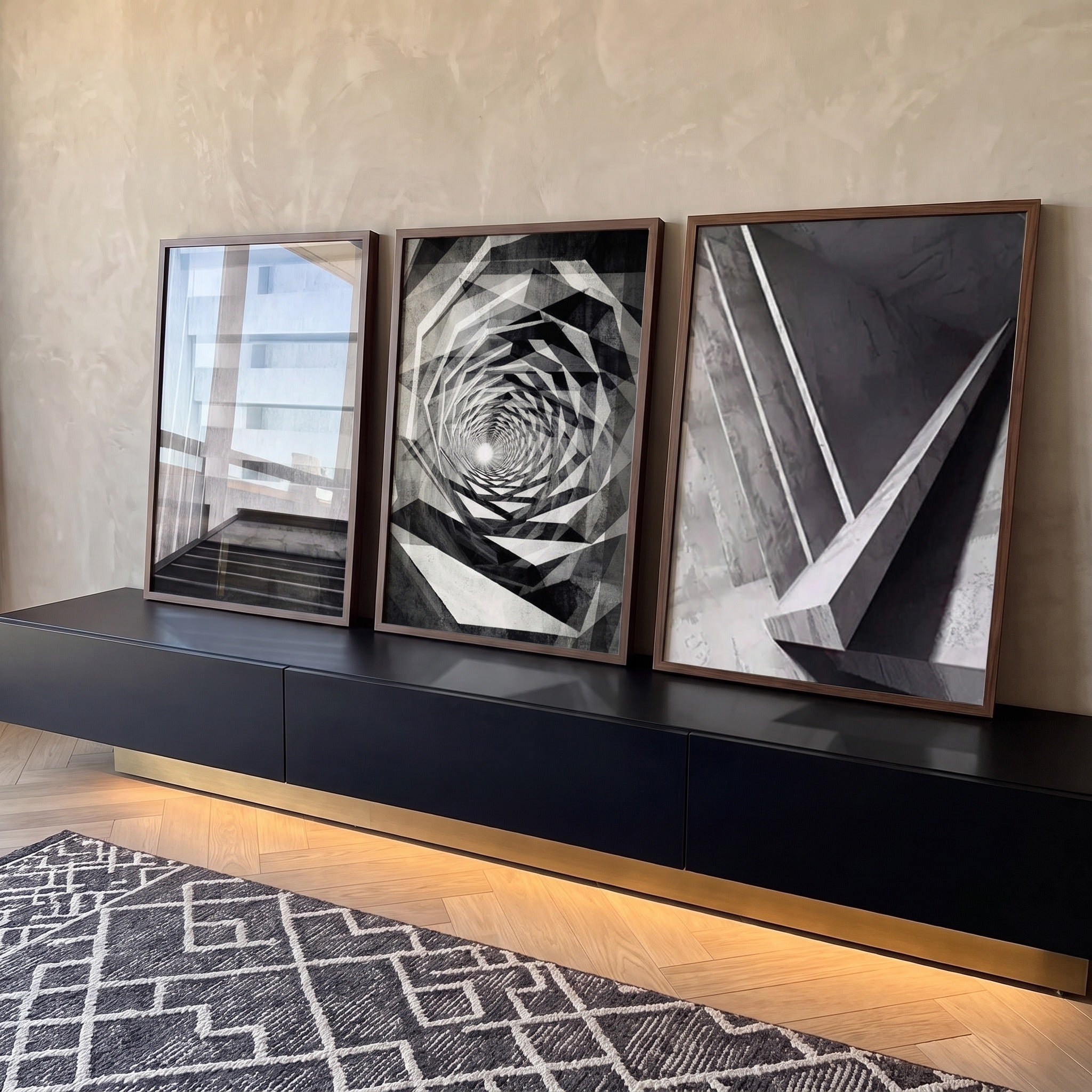 Quadro Decorativo Abstração Urbana Modernidade em Preto e Branco