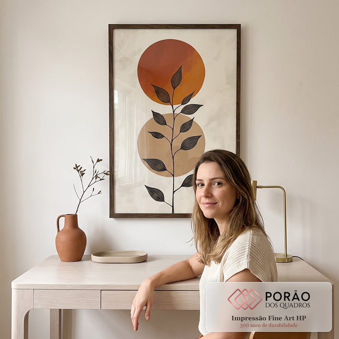 Quadro Decorativo Serenidade Botânica Minimalista em escritorio moderno - quadros decorativos para sala