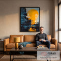 Quadro Decorativo Noite Artística - Elegância e Sofisticação para Seu Lar em sala de estar moderna - quadros decorativos para sala