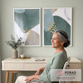 Quadro Decorativo Abstração Ouro Verde: Toque Único em escritorio moderno - quadros decorativos para sala