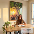 Quadro Decorativo Amanhecer da Árvore da Vida Harmonia e Beleza em escritorio moderno - quadros decorativos para sala