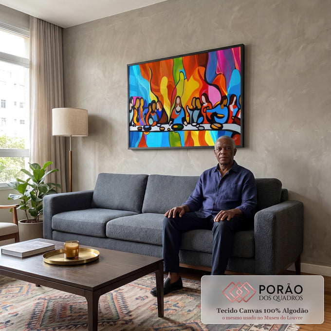 Quadro Decorativo Última Ceia Abstrata: Inspire-se! em sala de estar moderna - quadros decorativos para sala