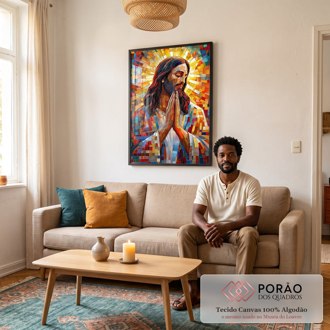 Quadro Decorativo Espiritual Jesus - Arte da Esperança em sala de estar moderna - quadros decorativos para sala