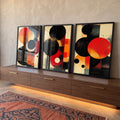 Quadro Decorativo Abstrato em Tons Quentes em ambiente decorado - quadros decorativos para sala