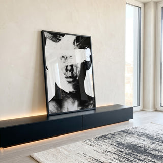 Quadro Decorativo Mistério em Preto e Branco em ambiente decorado - quadros decorativos para sala