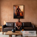 Quadro Decorativo: Majestoso Xangô ao Entardecer em sala de estar moderna - quadros decorativos para sala