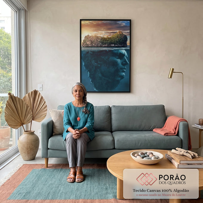 Quadro Decorativo Ilha com Cabeça - Estilo Sofisticado para Ambientes Modernos em sala de estar moderna - quadros decorativos para sala
